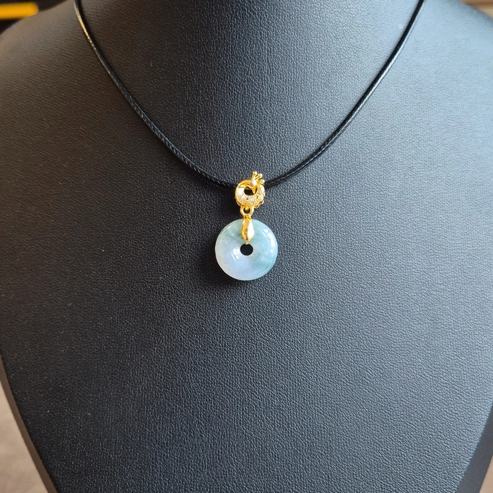#Natural no tratado tipo A colgante de jade jadeíta con collar – photo 3